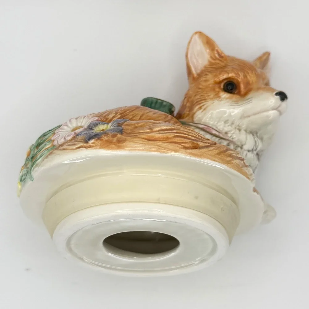 Fitz and Floyd Woodland Spring Fox Cookie Jar Vintage Tree Stump Cottagecore 10